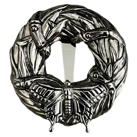 John Hardy Rhodium Plated Estate Butterfly Brooch, Scarf Clip, signed piece John Hardy Rhodium Plated Estate Butterfly Brooch, Scarf  main image 2